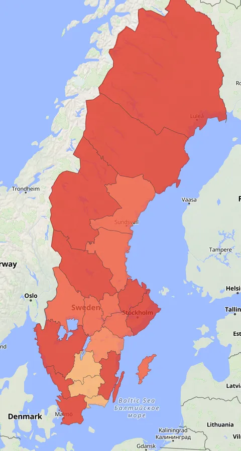 Blåhake observationskarta