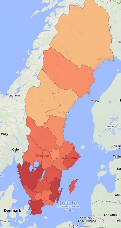 Svart rödstjärt observationskarta