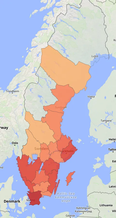 Brandkronad kungsfågel observationskarta