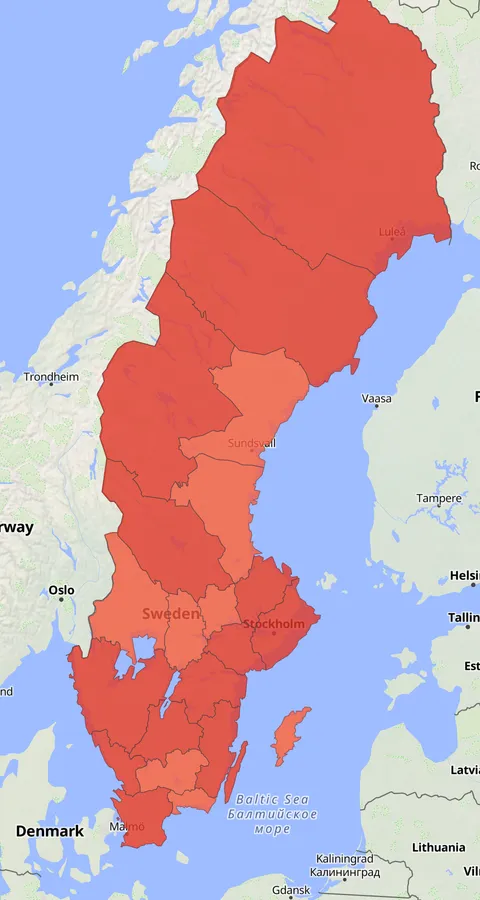 Mindre korsnäbb observationskarta