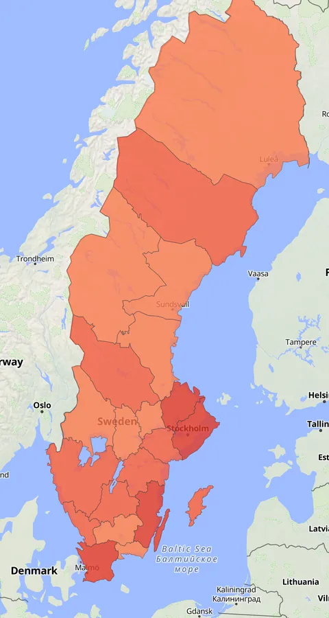 Större korsnäbb observationskarta