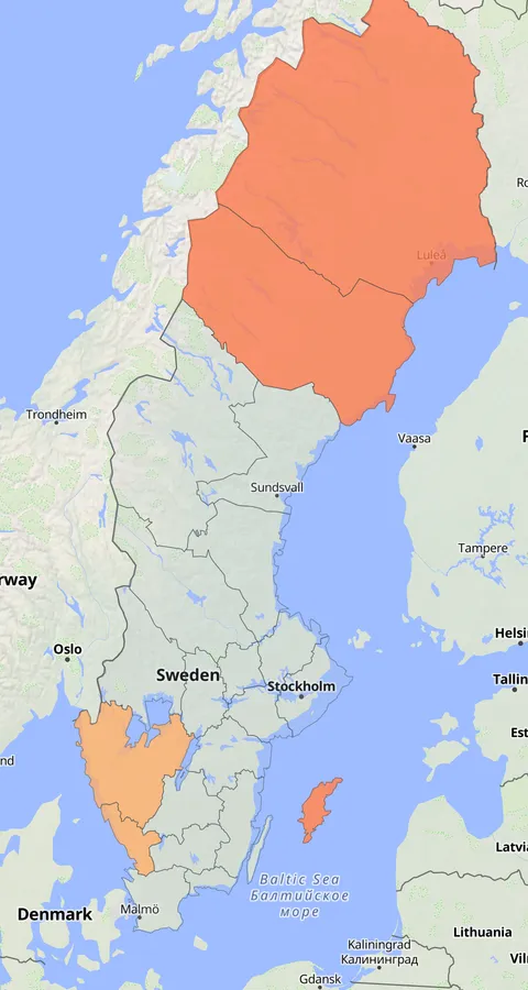 Tajgablåstjärt observationskarta