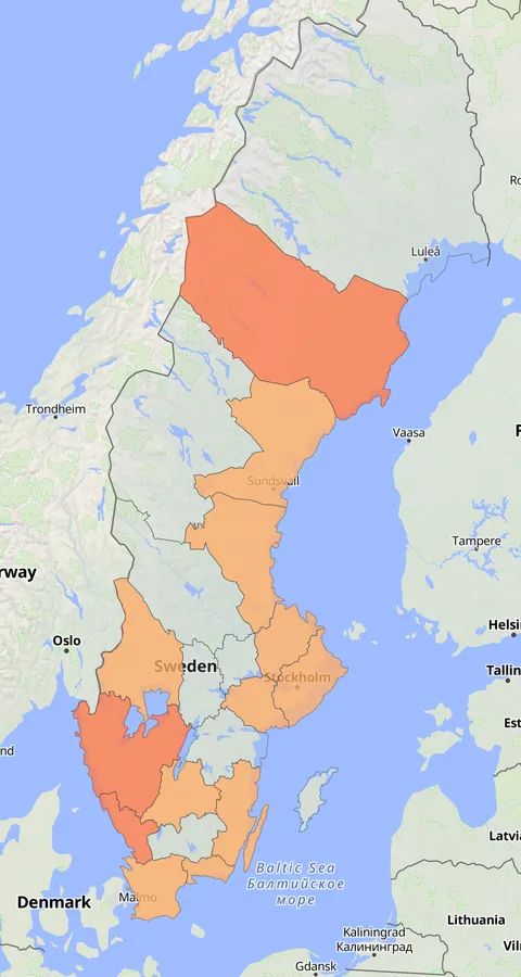 Bredstjärtad labb observationskarta