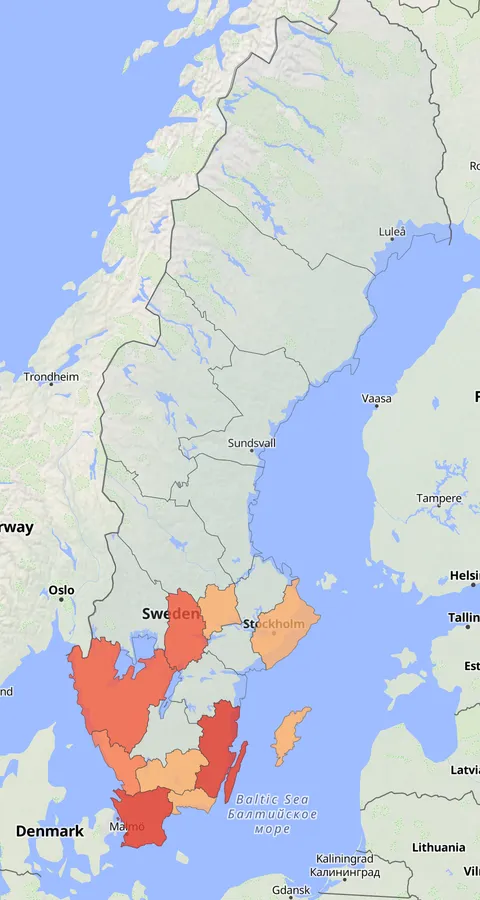 Rödhalsad gås observationskarta