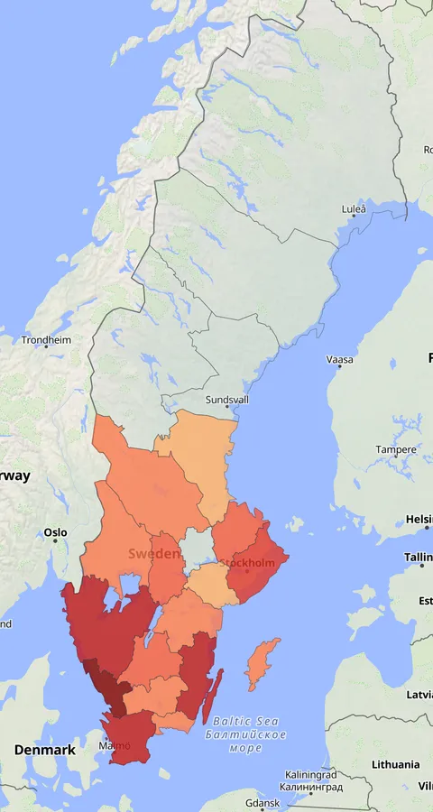 Svarthakad buskskvätta observationskarta