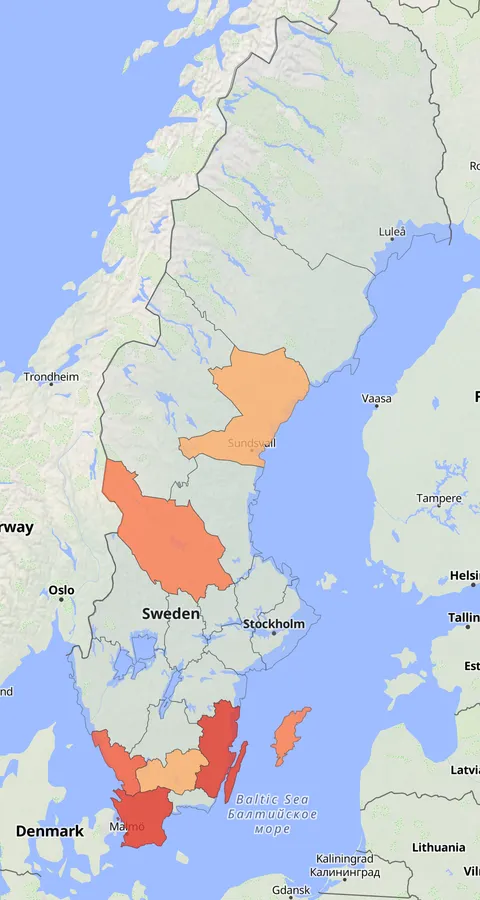 Vitgumpad buskskvätta observationskarta