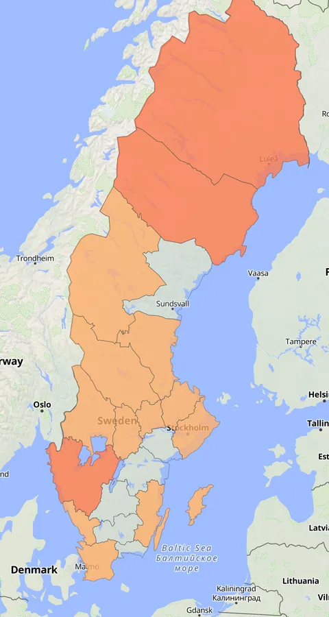 Bändelkorsnäbb observationskarta